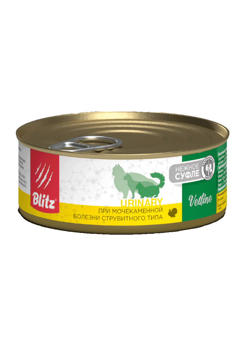 Blitz Vetline Cat Urinary Влажный корм для кошек при МКБ, 100гр