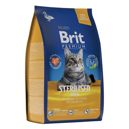 Brit Брит Premium Cat Duck & Chicken сухой премиум класса с уткой и кур. д/взр стерил кошек 2 кг 5049820