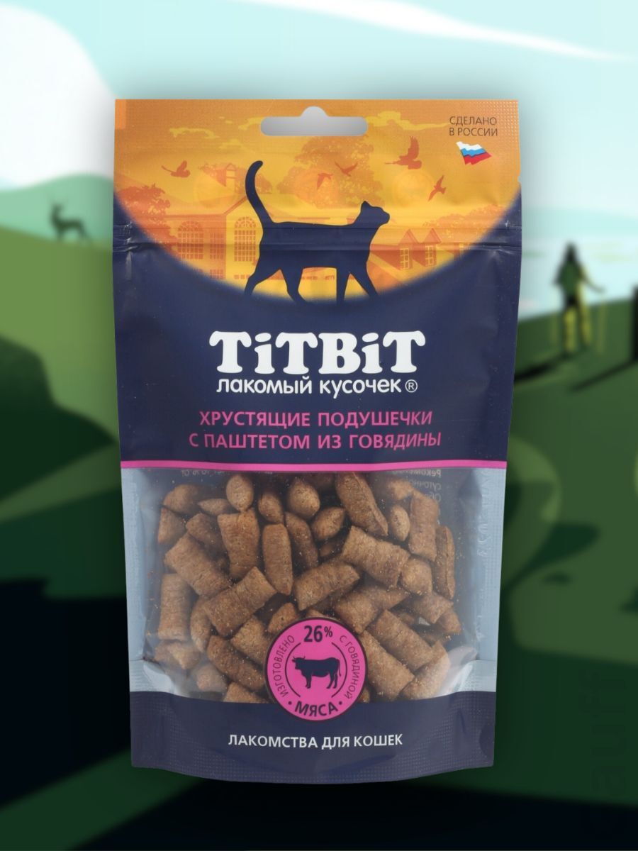 TiTBiT Лакомство подушечки для кошек с паштетом из говядины 60 гр 4690538025321