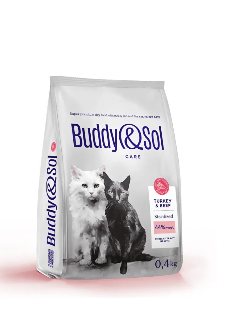 Buddy&Sol Care Сухой корм с индейкой и говядиной для стерилизованных кошек 0,4кг