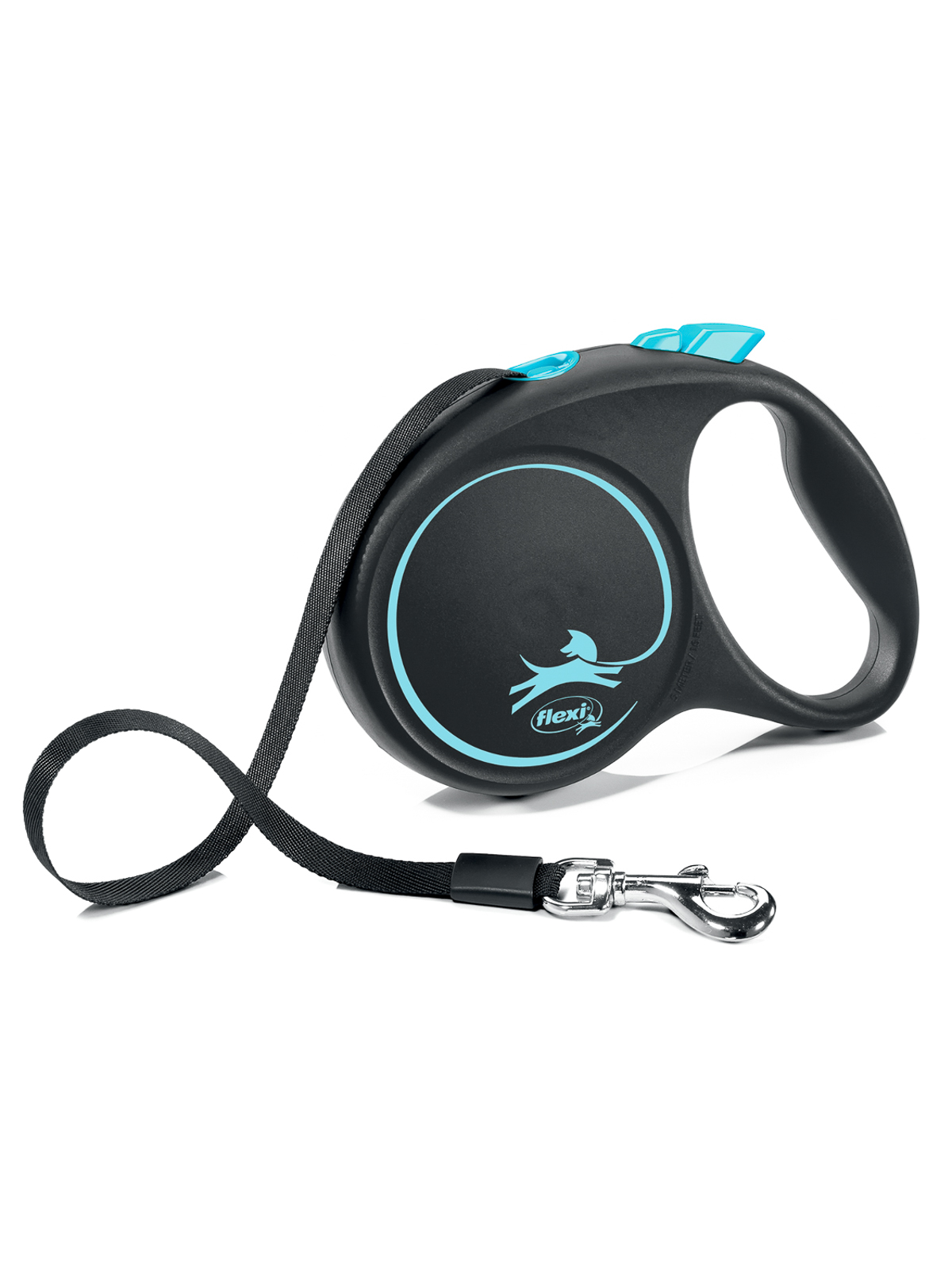 Flexi flexi рулетка Black Design M (до 25 кг) 5 м лента черный/синий