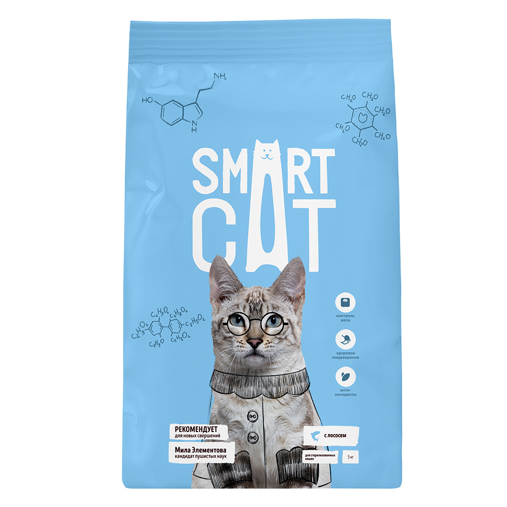 Smart Cat Сухой корм для стерилизованных кошек с лососем 5 кг 4640201670518 4673725854935