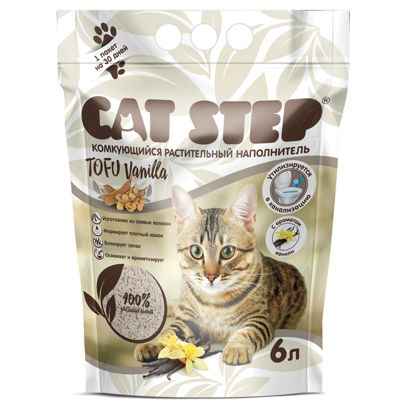 CAT STEP Tofu Vanilla Наполнитель комкующийся 6л