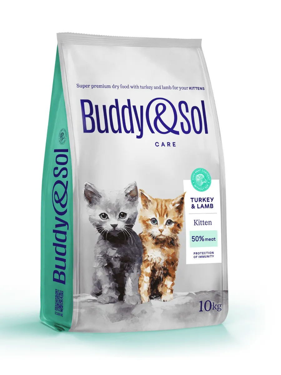 Buddy&Sol Care Сухой корм с индейкой и ягненком для котят 10кг