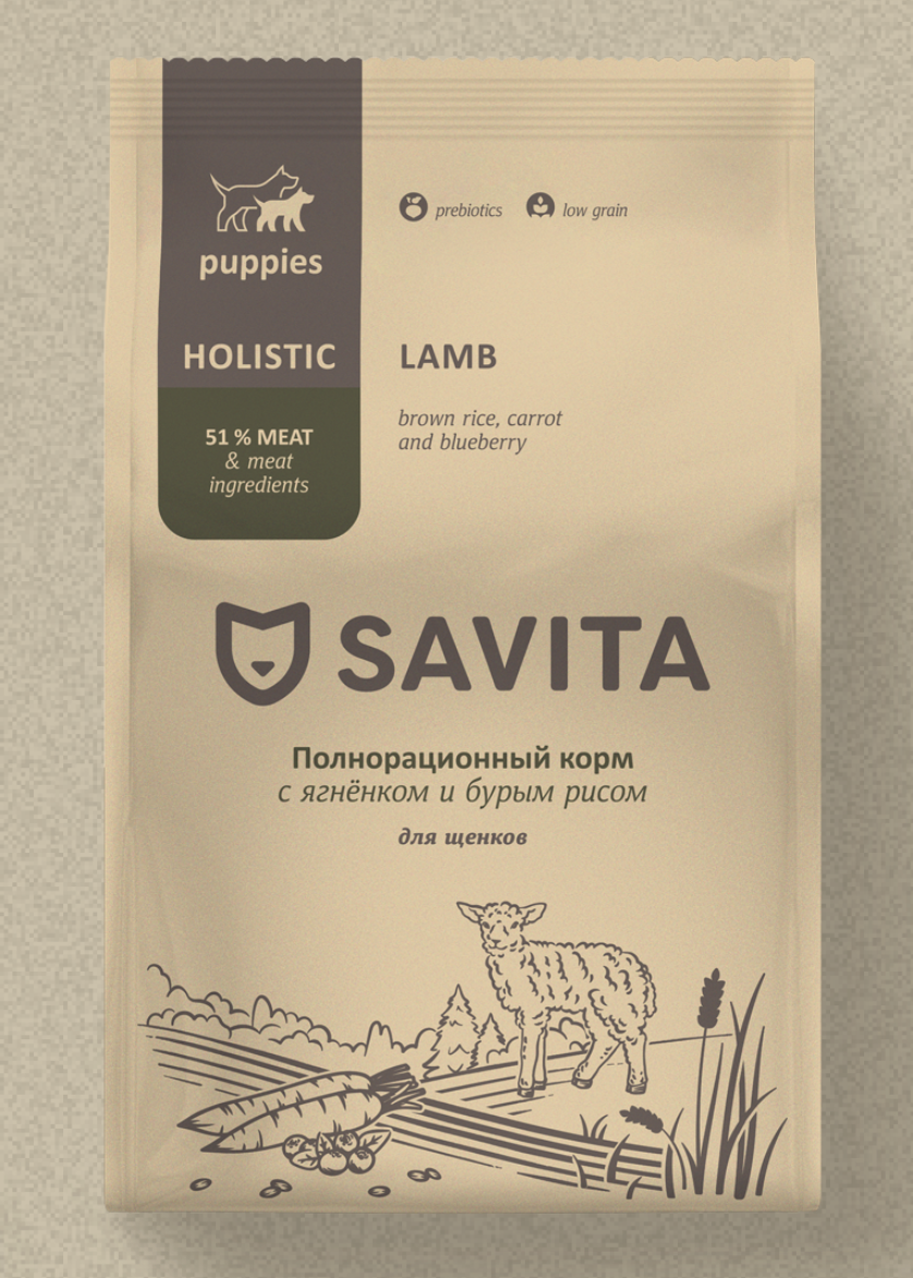 Savita Сухой корм для щенков с ягненком 15 кг 4640201672482