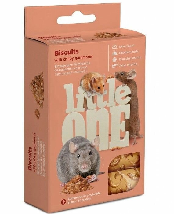 Little One Бисквиты для грызунов, с хрустящим гаммарусом, 35 г