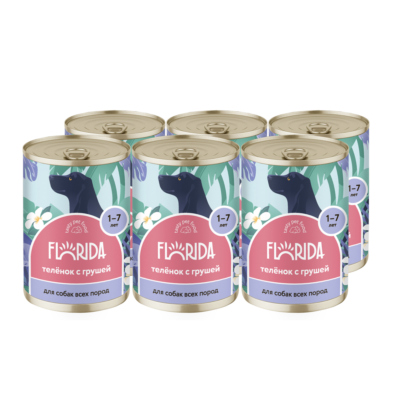 Florida Влажный корм для собак с теленком и грушей 400гр-6шт