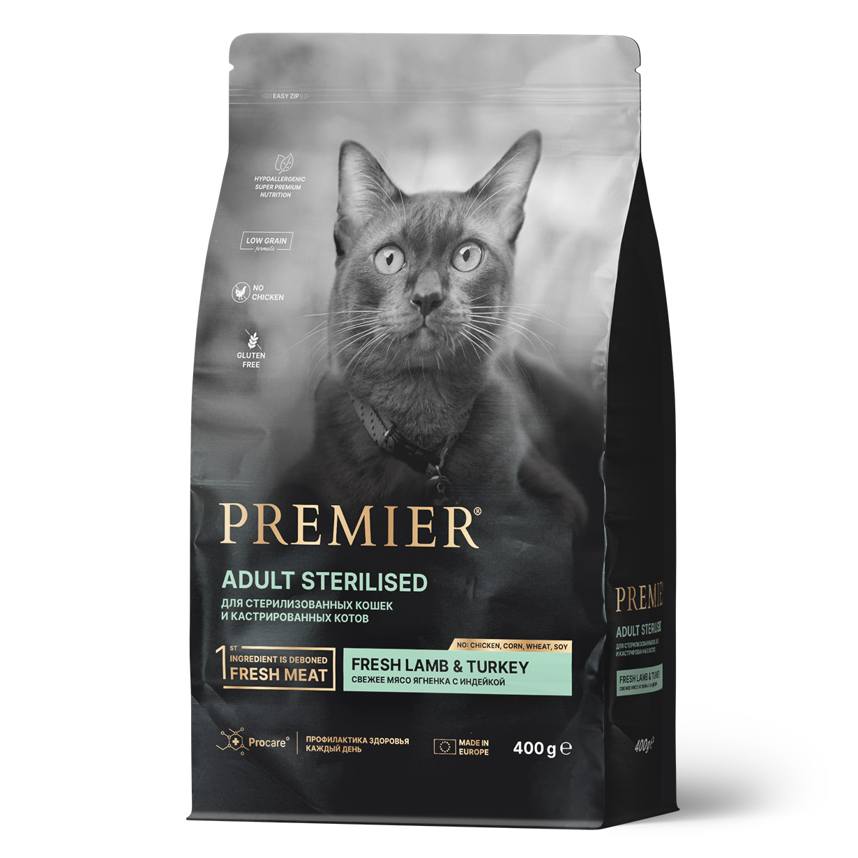 Premier Сухой корм для стерилизованных кошек с ягненком индейкой 400 гр 5407007851645