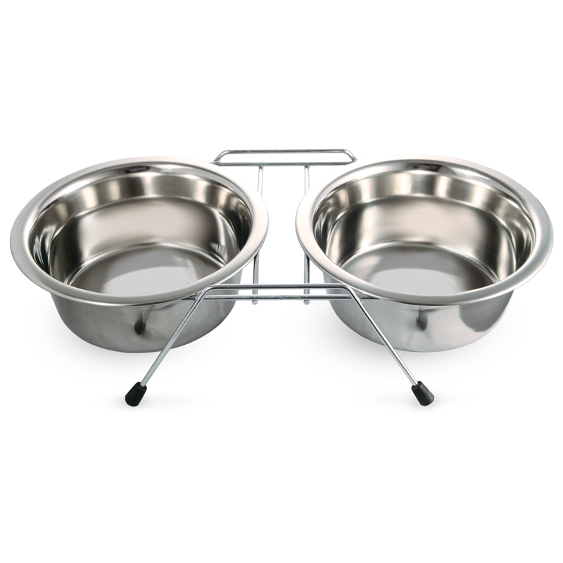 Миска "Триол" металлическая на подставке 2*0,40 л