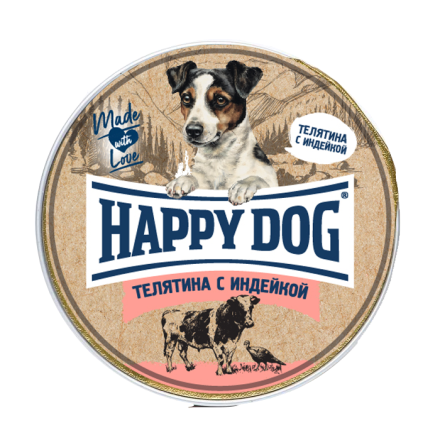 Happy Dog Паштет Телятина с индейкой  HD Natur Line - 0,125 кг.