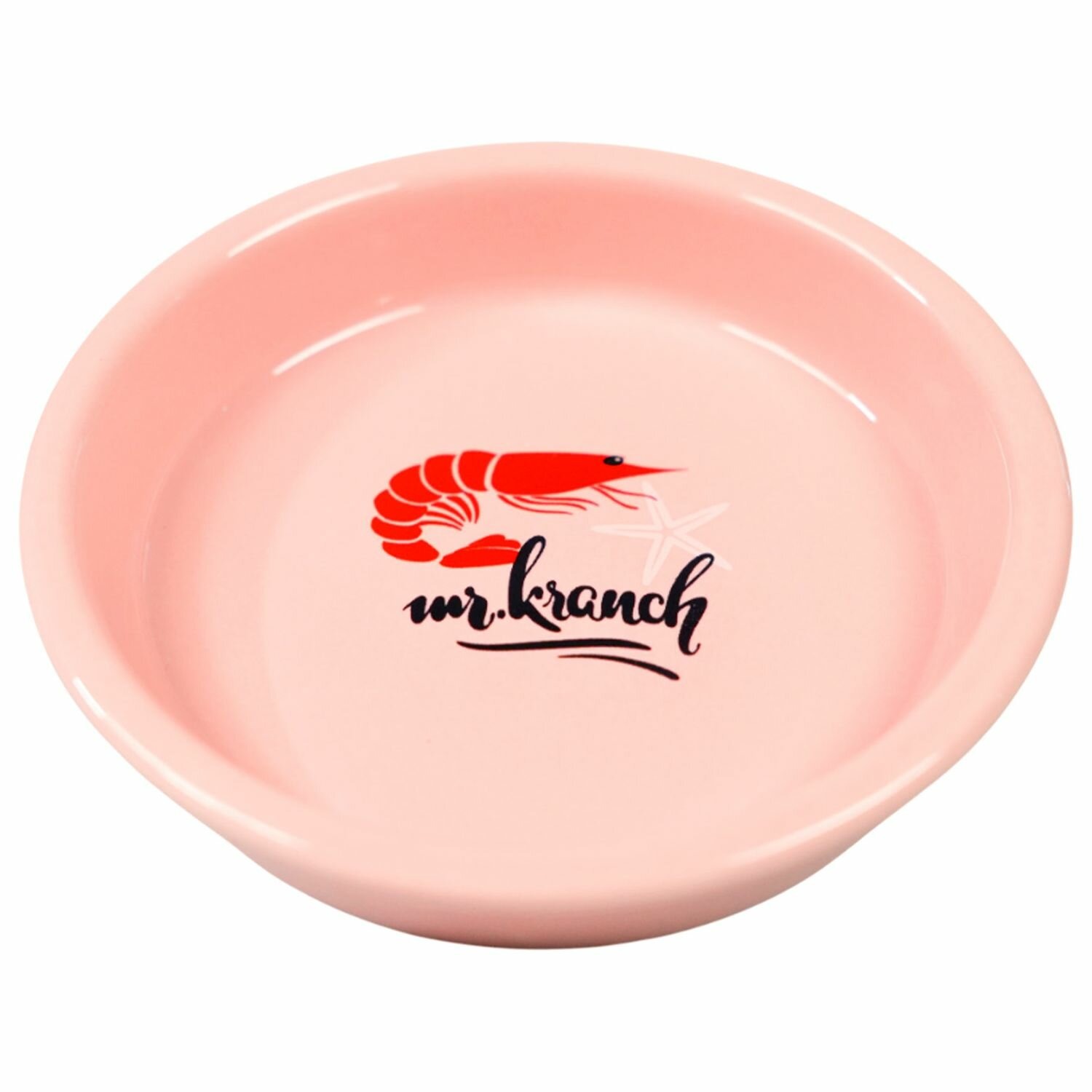 Mr.Kranch Миска керамическая для кошек с креветкой, розовая, 200 мл
