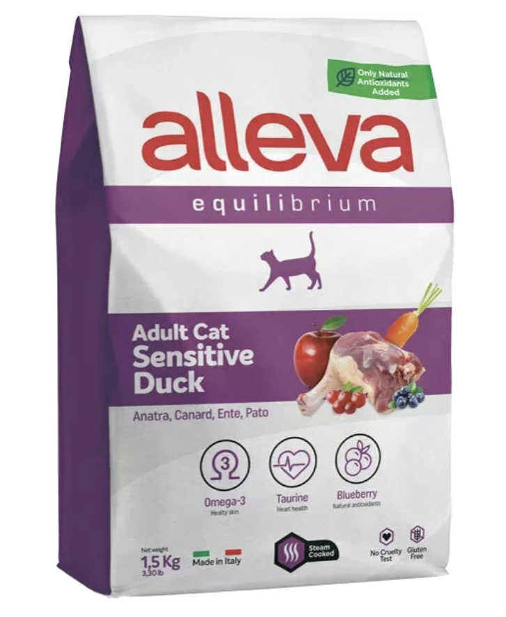 Alleva Equilibrium Корм для взрослых кошек Аллева Эквилибриум Сенситив с уткой 1,5 кг P61024 8002754101158