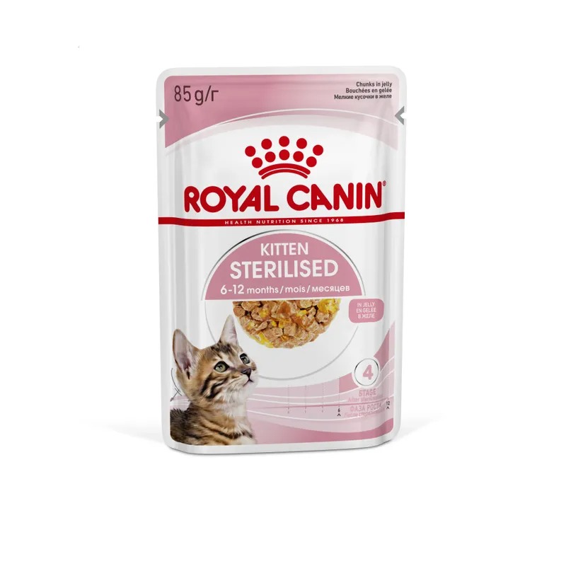 ROYAL CANIN Kitten Sterilised Влажный корм  для стерилизованных котят в возрасте от 6 до 12 мес. мелкие кусочки в желе 85гр
