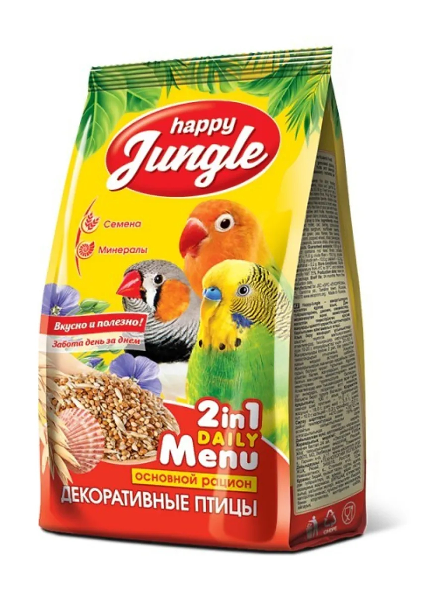 HAPPY JUNGLE Корм для декоративных птиц (универсал) 350 г