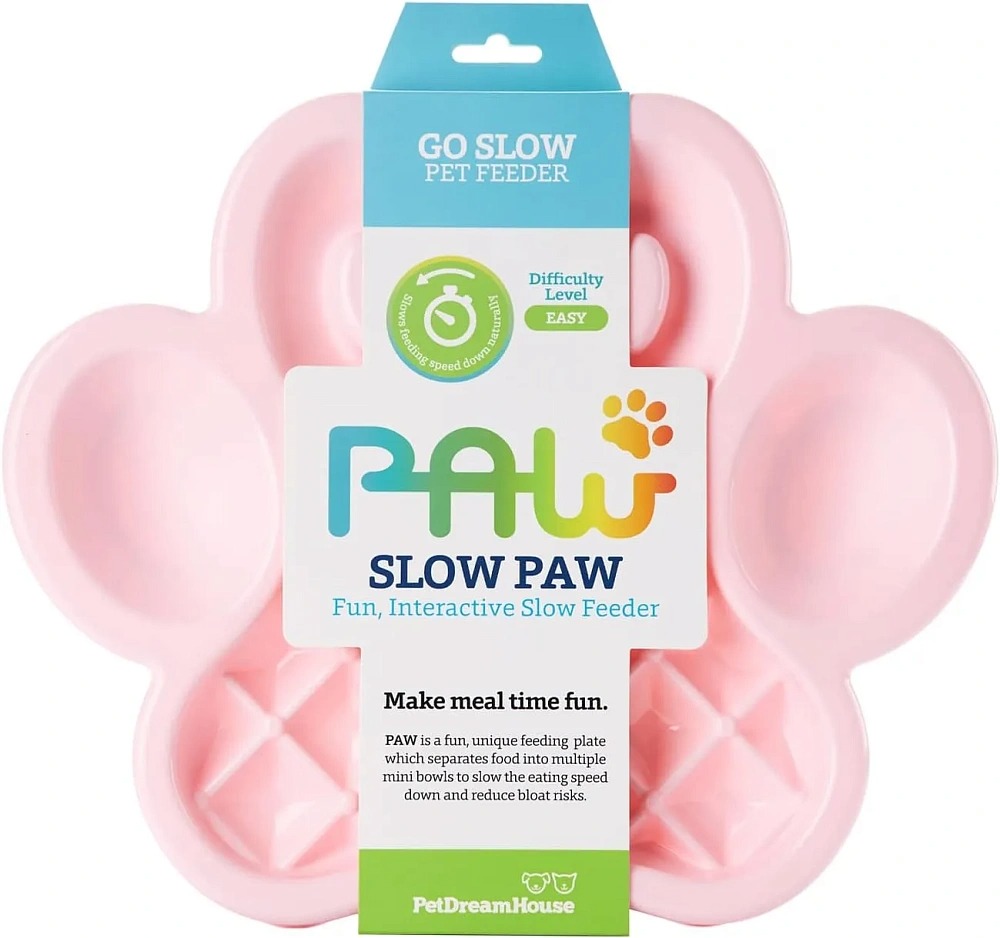Миска Лапа для медленного кормления, розовая / PetDreamHouse PAW Slow Feeder Baby Pink Easy, 450 г