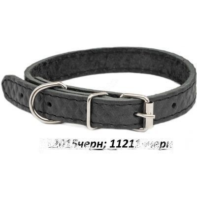 HOMEPET Ромбы 15 мм 17-27 см ошейник для собак кожаный простроченный с тиснением черный