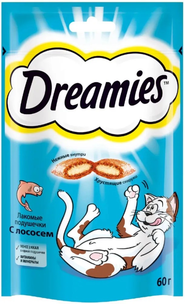 DREAMIES Лакомство для кошек  с лососем 60 г