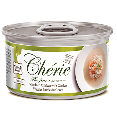 Pettric Петтрик Консервы Cherie-КУРИЦА С ОВОЩАМИ В ПОДЛИВЕ/Shredded Chicken with Garden Veggies Entrees in Gravy 80 г
