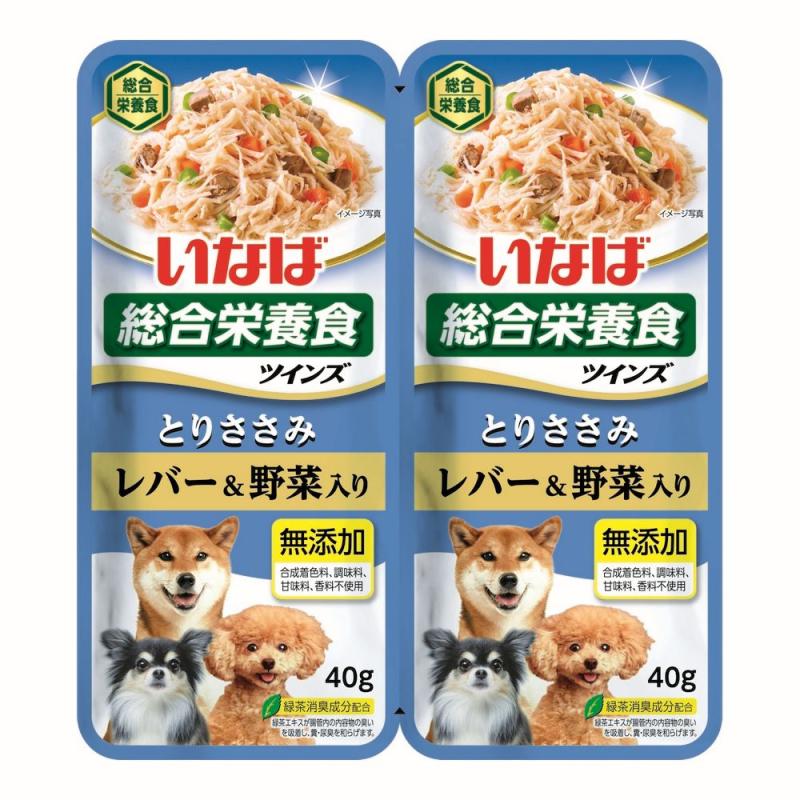 Inaba Влажный корм INABA TWINS для собак Куриное филе с овощами и печенью в желе, пауч, 40 г х 2 шт.