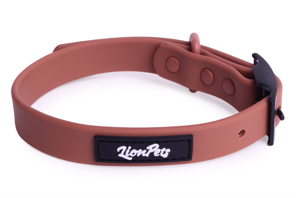 Ошейник из биотана LionPets с металлической пряжкой LPO-00520-3 (Коричневый) (Размер M обхват шеи 25-40 см, ширина 1,9 см)