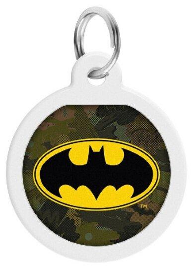 Адресник для собак и котов WAUDOG Smart ID "Бэтмен зеленый", с QR-паспортом, металлический, круг