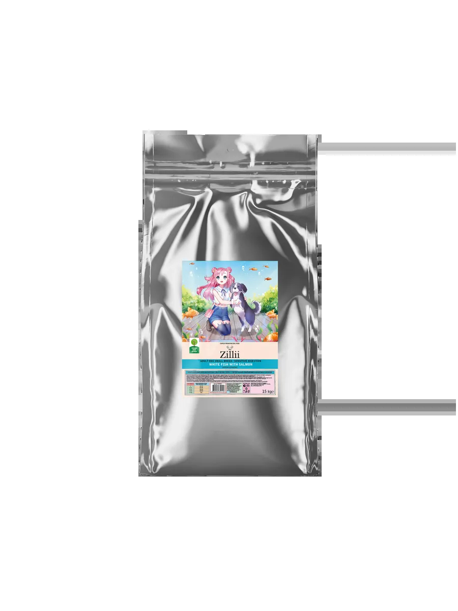 Zillii сухой корм для мелких собак для пищеварения с рыбой, 15 кг