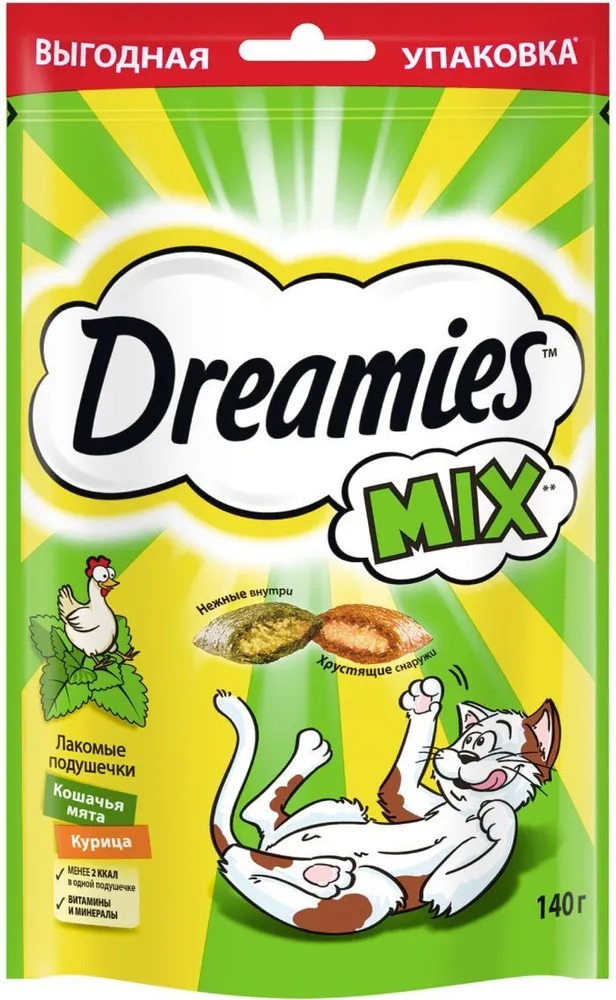 DREAMIES  Лакомство для кошек с курицей и мятой 140гр