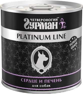 Консервы для собак "Четвероногий Гурман" Platinum line сердце и печень в желе 240 г