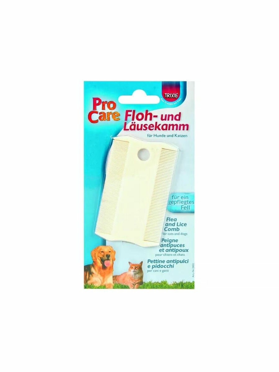 Trixie  Расческа двусторонняя для вычесывания блох и вшей с короткой шерсти, 9 см