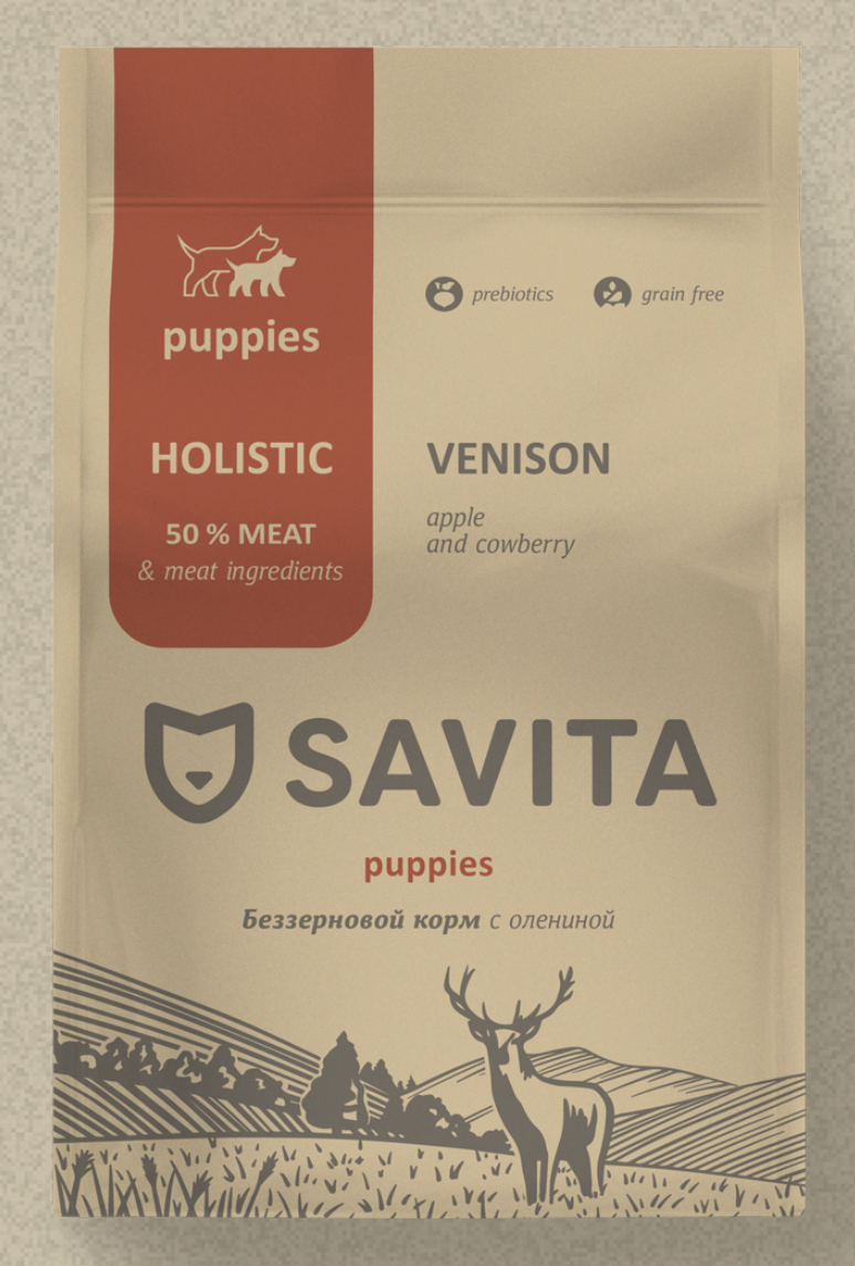 Savita Сухой корм для щенков с олениной 1 кг 4670236590390 4640201671027 4673725855383