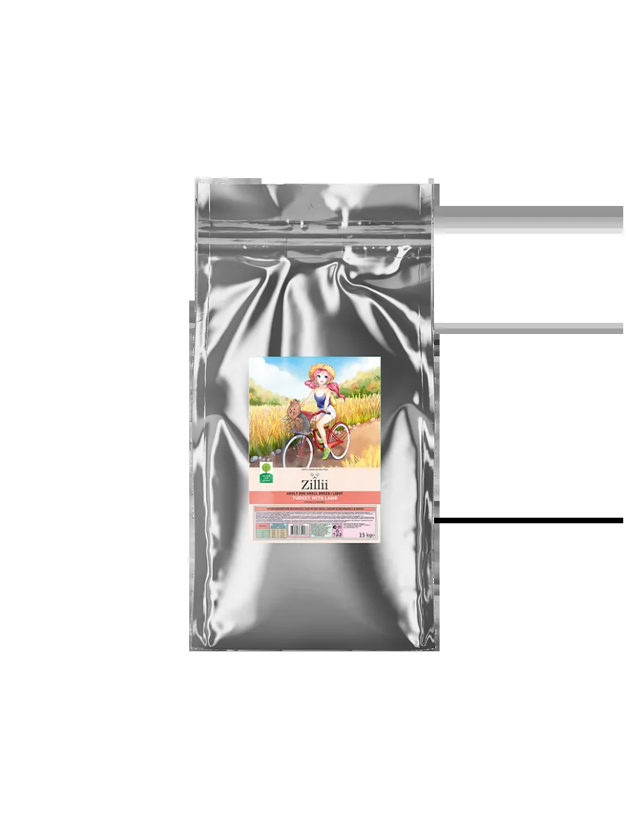 Zillii сухой корм для мелких собак с лишним весом с индейкой, 15 кг