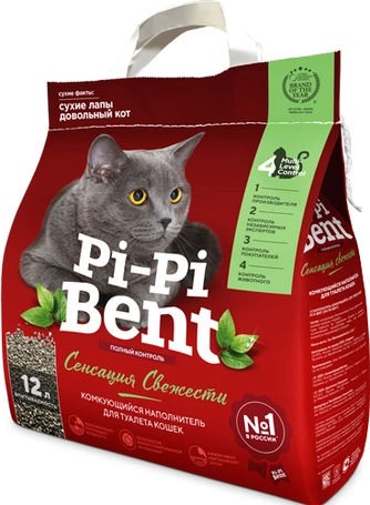 Лидинг Pi-Pi-Bent Сенсация свежести Наполнитель комкующийся 12л 4630001800147