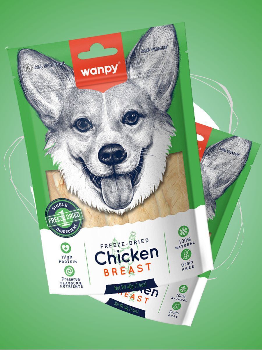 Wanpy Сублимированное лакомство для собак "Куриная грудка"40г 10шт