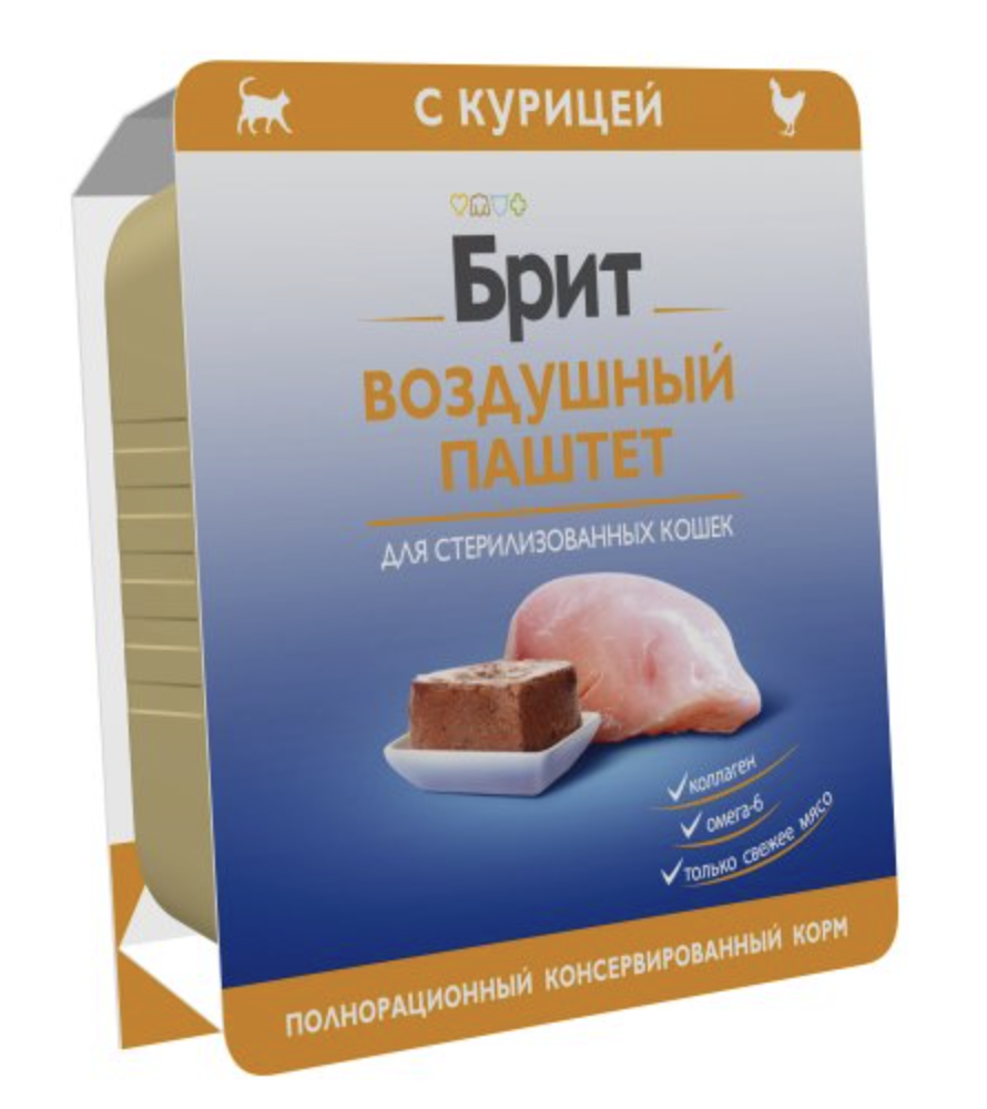 Brit Брит Воздушный паштет для стерилизованных кошек,  курица, 100 г 5060948
