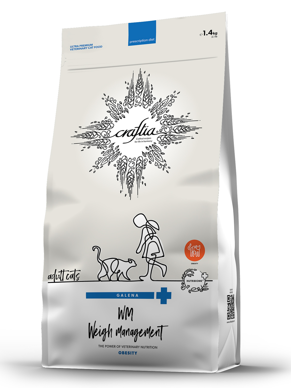 Ветеринарная диета CRAFTIA GALENA CAT WEIGHT MANAGEMENT (Obesity) Вейт менеджмент (Обесити) для кошек при избыточном весе 1,4 кг