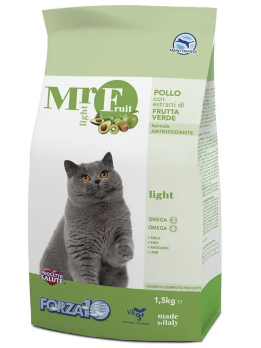 Forza10 Mr.Fruit Light Сухой корм для кошек с избыточным весом с курицей 1,5кг Зеленый 8020245101388