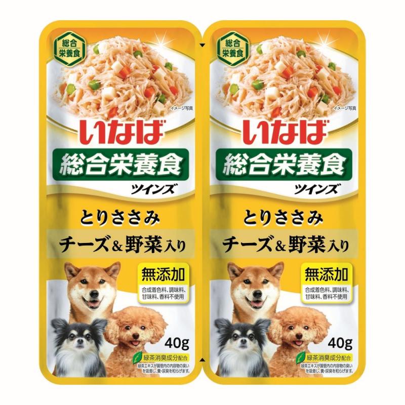 Inaba Влажный корм INABA TWINS для собак Куриное филе с овощами и сыром в желе, пауч, 40 г х 2 шт.