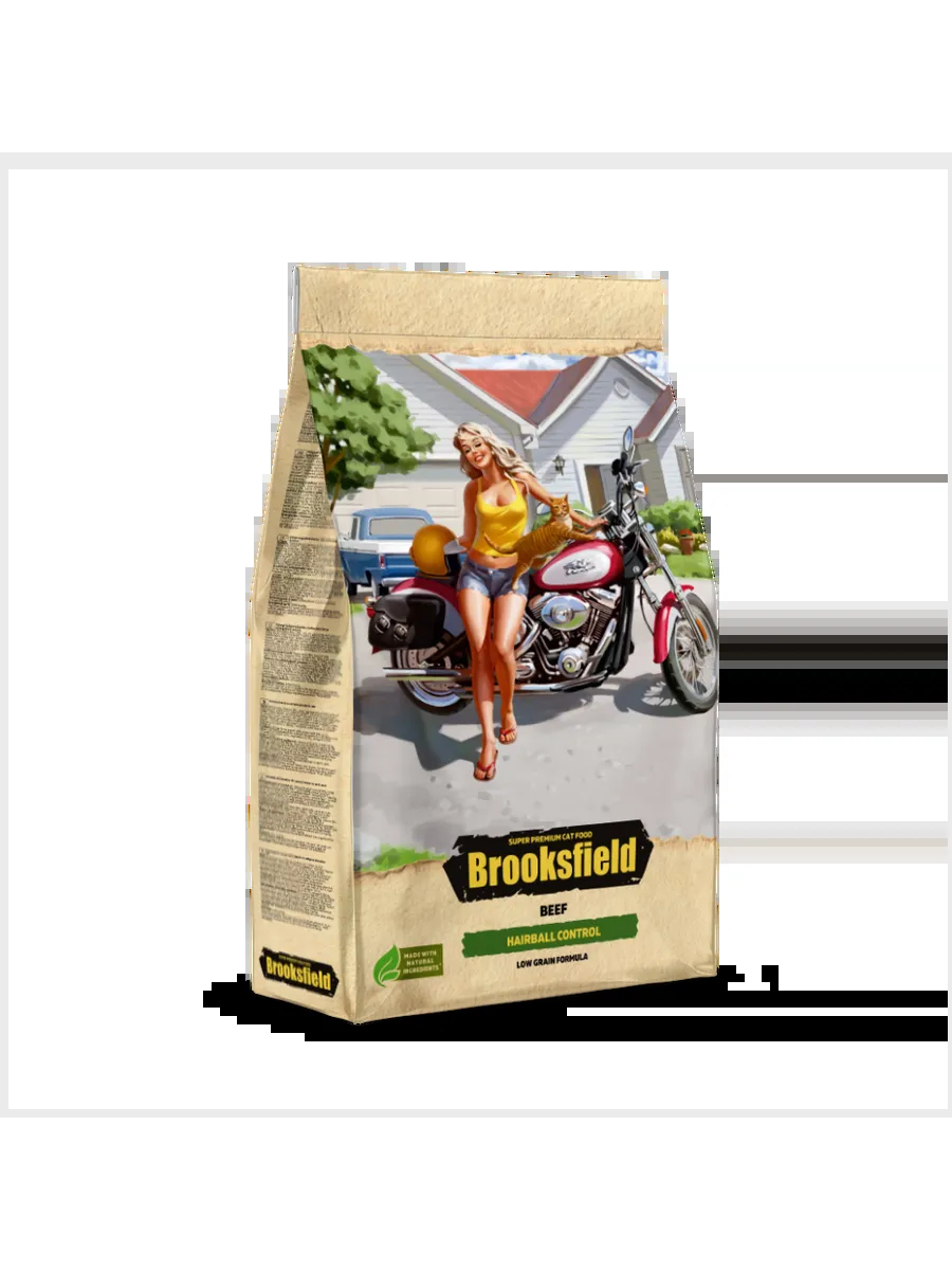 BROOKSFIELD Сухой корм для кошек для вывода шерсти, с говядиной - 2 кг