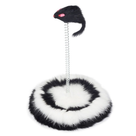 Триол Игрушка для кошек Мышь меховая на пружине на мягкой подставке, 14*23 см