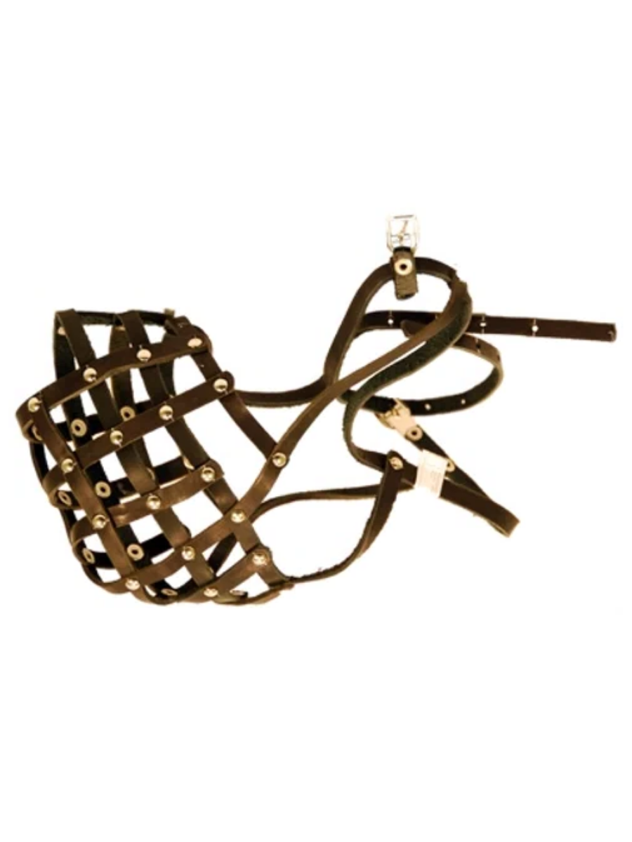 ЗООТЕХНОЛОГИЯ-М №6 Намордник кожаный сетка, для породы кавказец, 1.2см - 40см