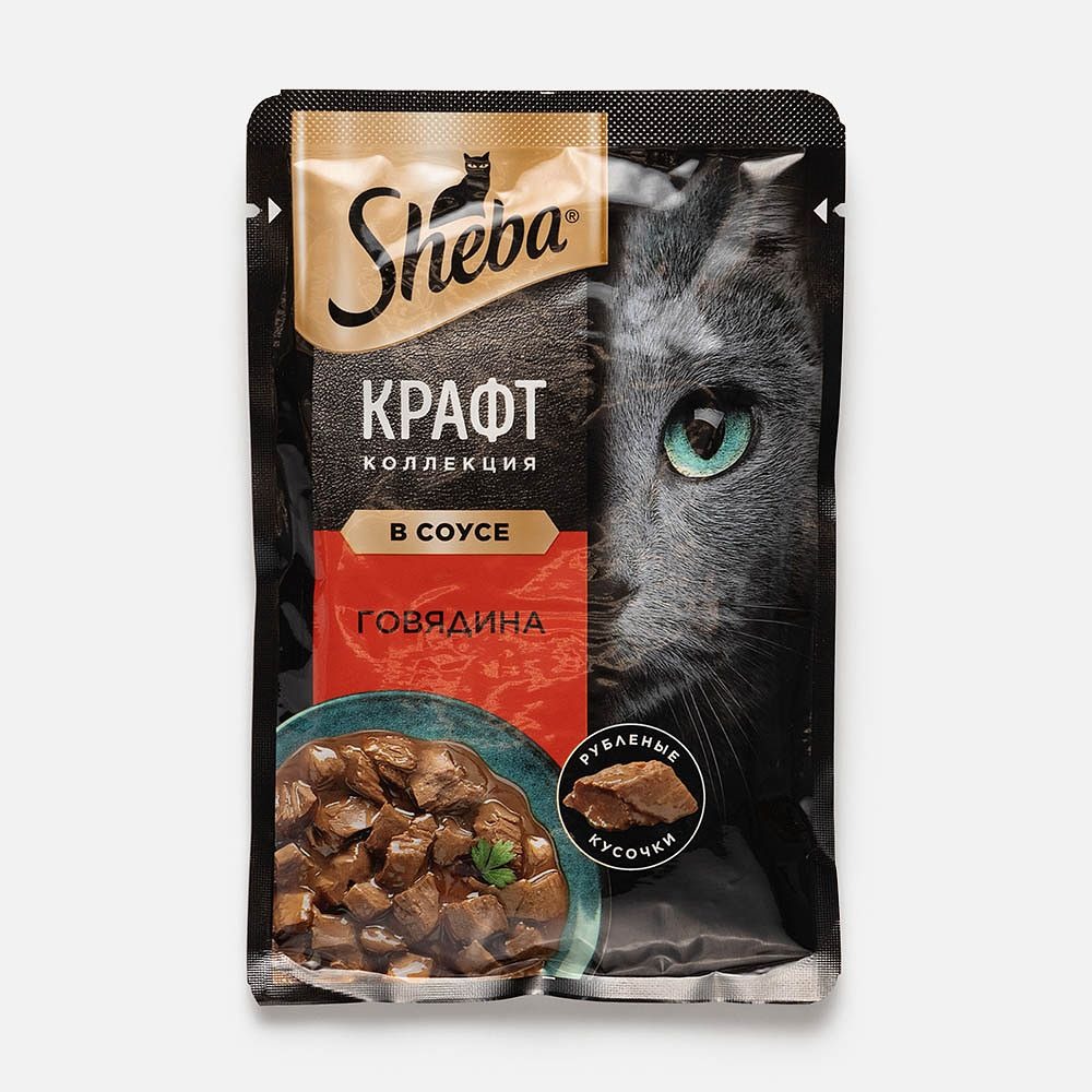 Sheba Крафт Влажный корм для кошек, говядина в соусе, 75гр