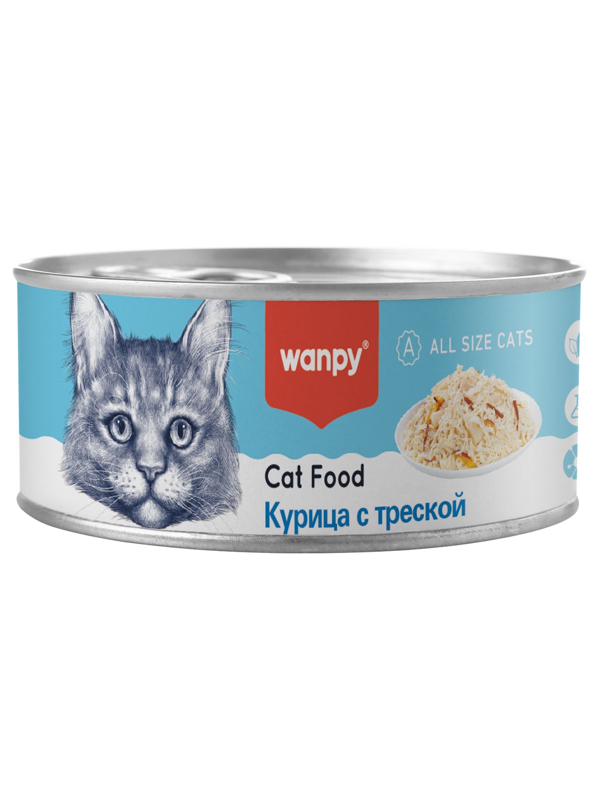 Wanpy Cat Консервы для кошек, курица с треской, 95 г