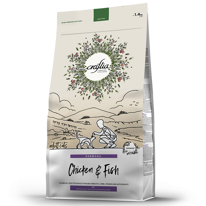 CRAFTIA Сухой корм  для взрослых кошек из курицы и рыбы 320 г 7640335421649