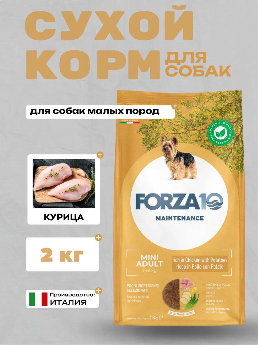 Forza10 Maintenance Mini Adult Сухой корм для собак мелких пород с курицей 2кг