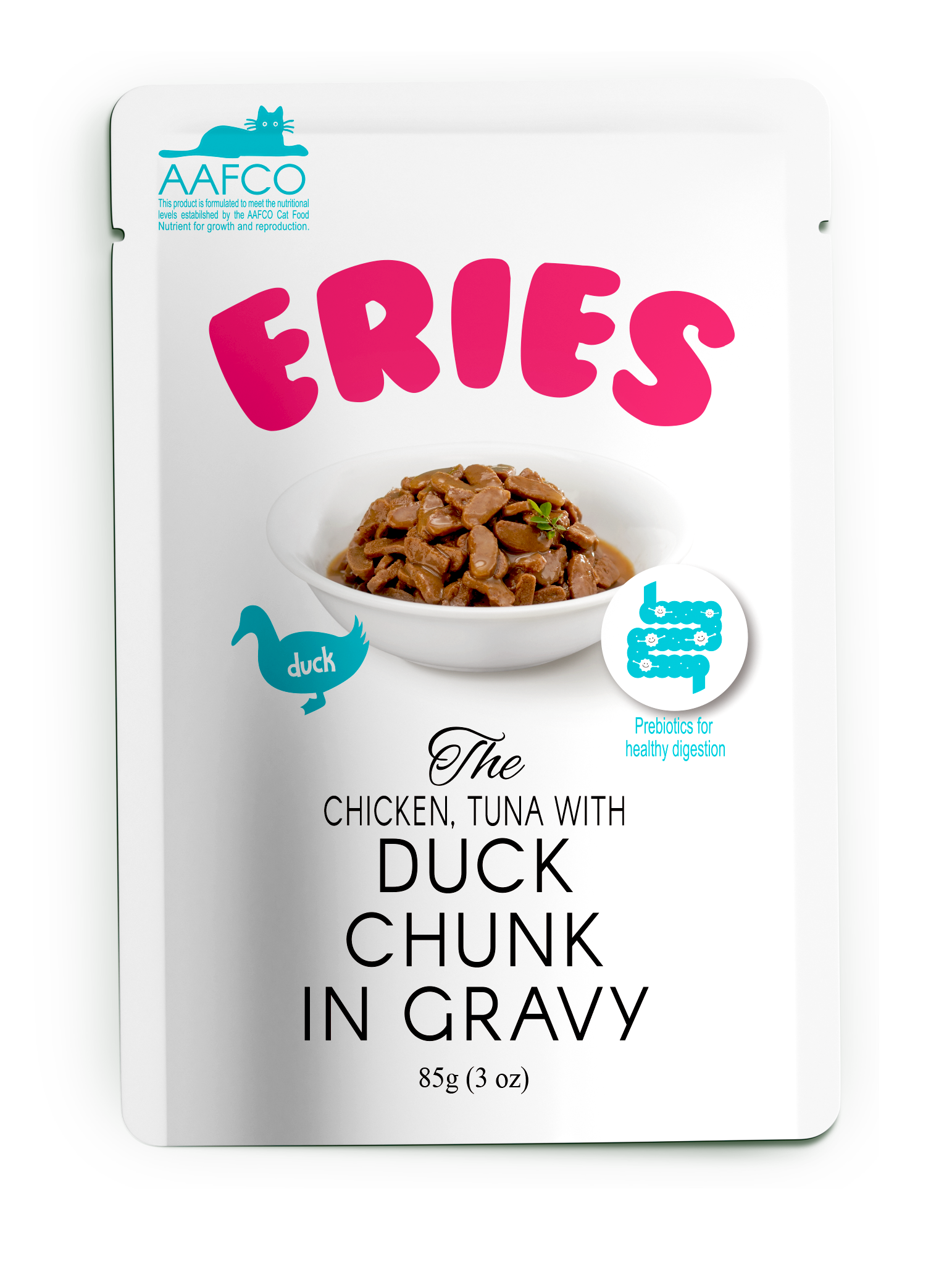 Петтрик Паучи Pettric ERIES - Утка с курицей и тунцом кусочки в соусе/Chicken, Tuna with Duck chunk in gravy, 85 гр