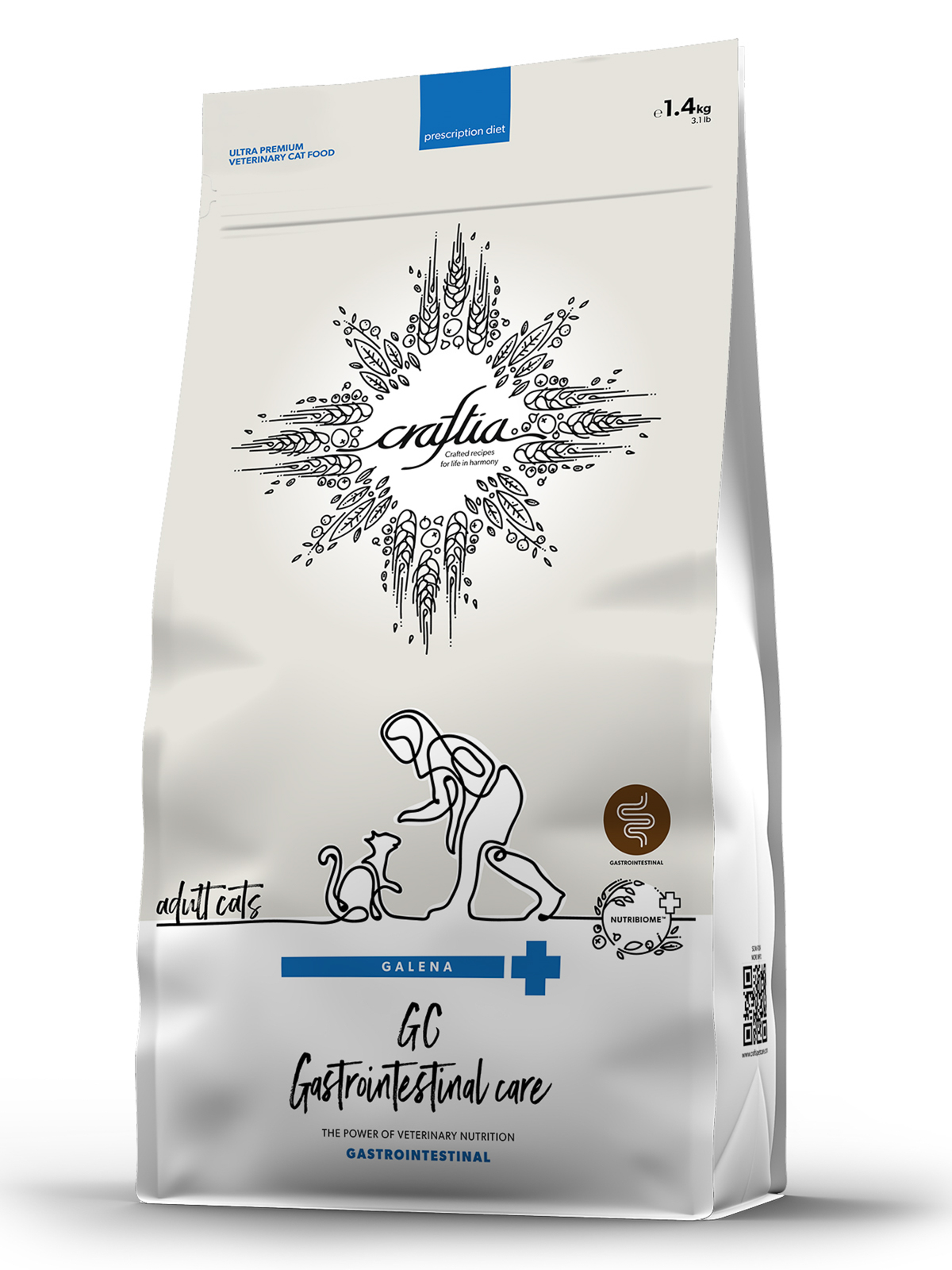 Ветеринарная диета CRAFTIA GALENA CAT GASTROINTESTINAL CARE Гастроинтестинал для кошек при заболеваниях ЖКТ 1,4 кг