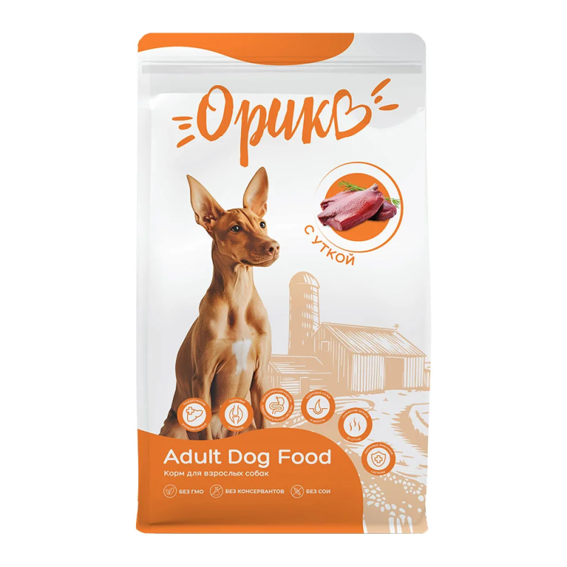 Орико Полнорационный сухой корм для взрослых собак всех пород «С уткой» 2,5 кг