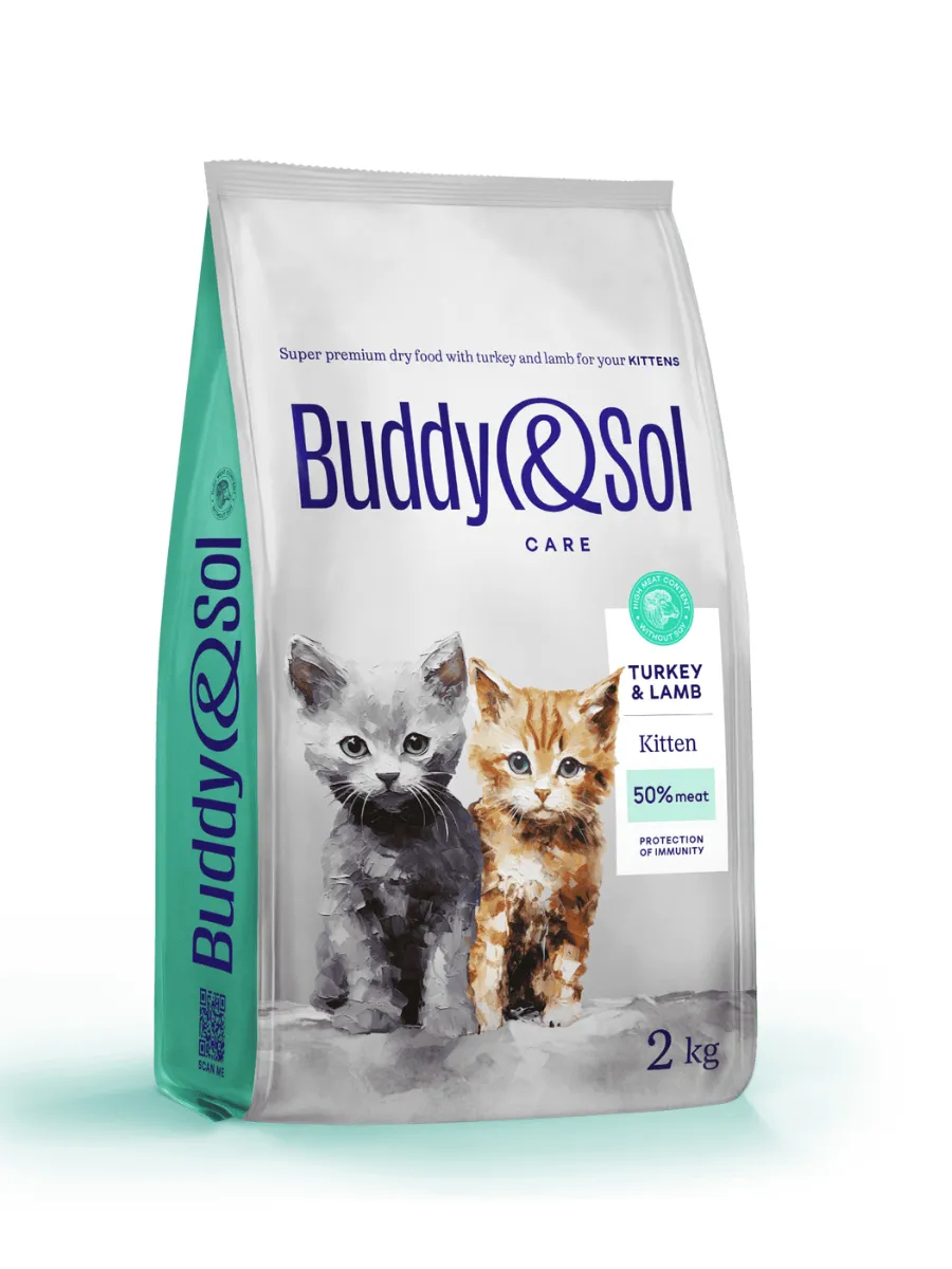 Buddy&Sol Care Сухой корм с индейкой и ягненком для котят 2кг