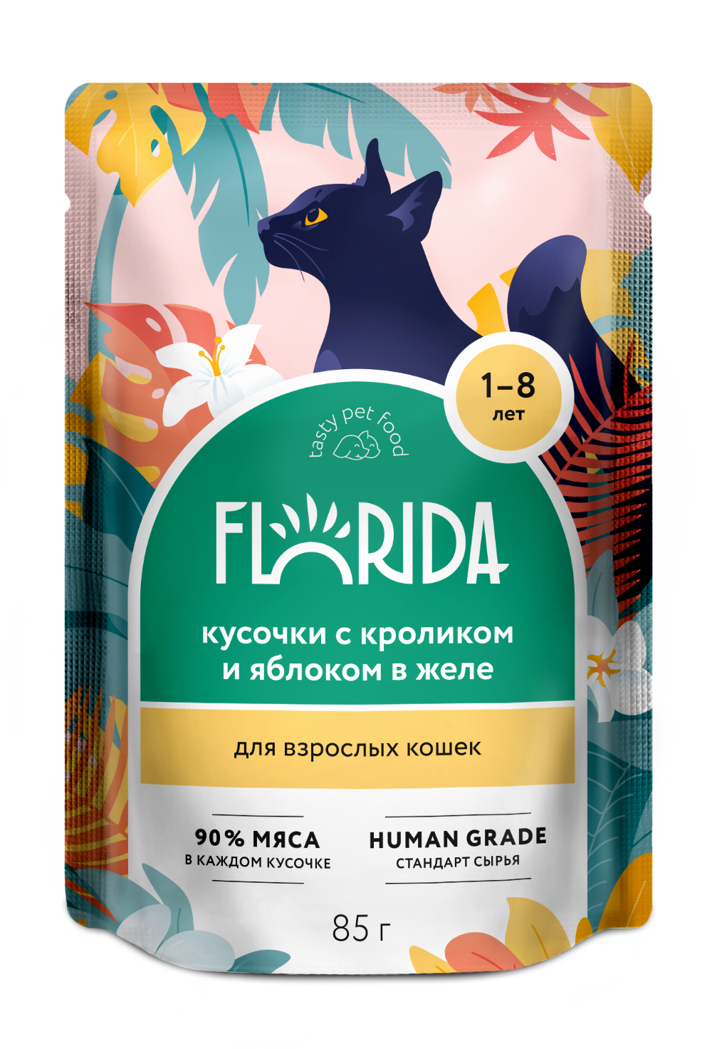 Florida Влажный корм взрослых кошек, с кроликом в желе, 85г - 1шт 4640201677067 4602283029875