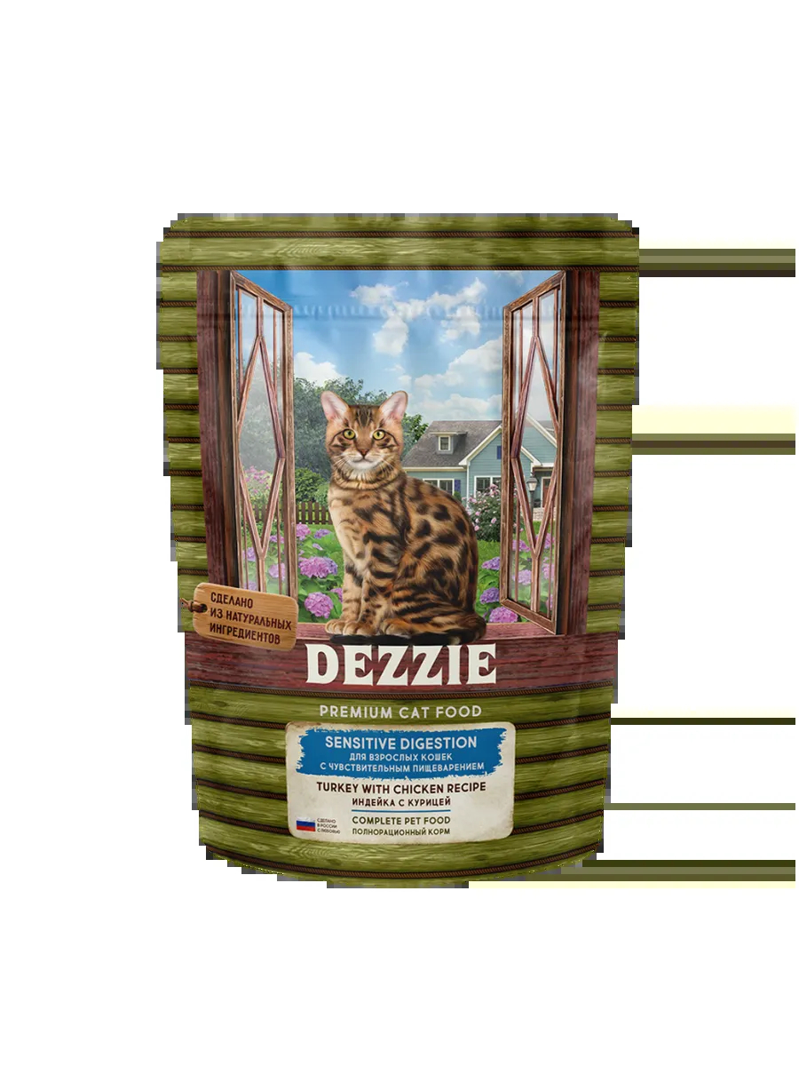 Dezzie Сухой корм для кошек для ЖКТ с курицей и индейкой - 400 г